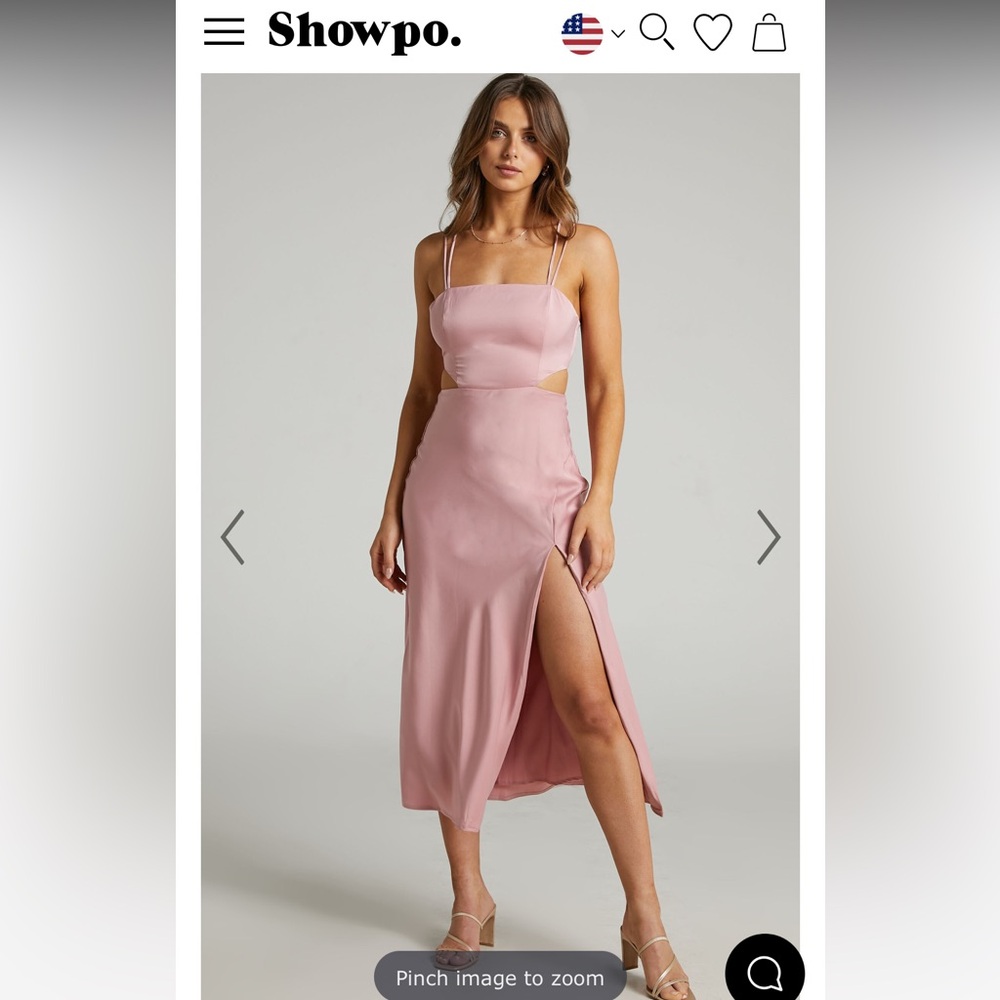 Showpo. TRUE DREAMER CUT OUT SLIP MIDI DRESS IN BLUSH